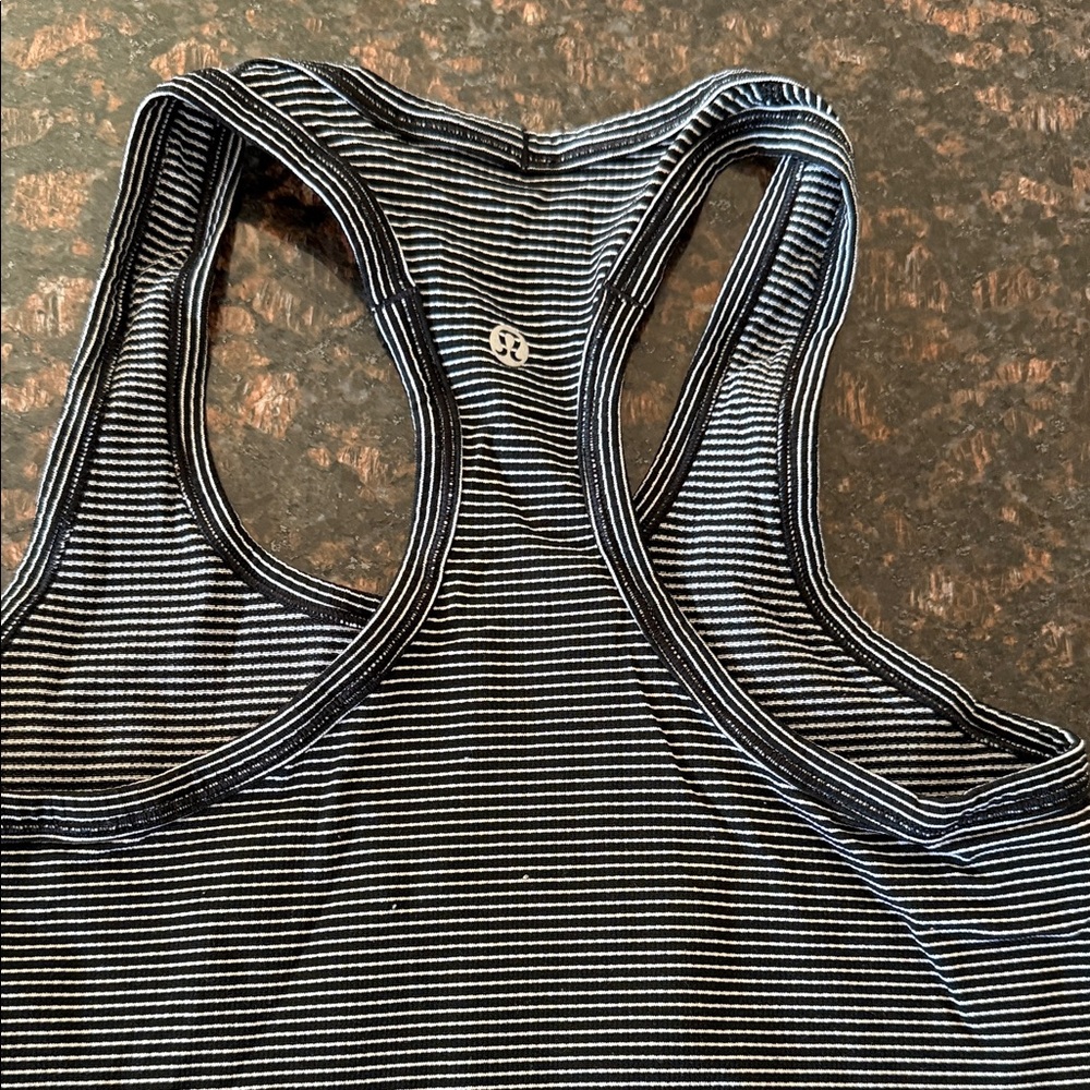 Lululemon Athletica Black and White Striped Tank Top